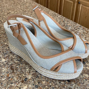 Tory Burch Tan Espadrilles Size 9 Wedge Majorca Sandal